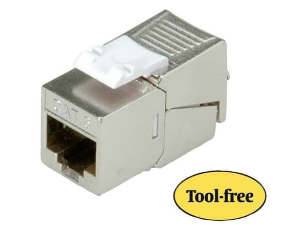 ROLINE Cat.6/Class E Keystone Jack, RJ-45, shielded, SLIM, toolless silver, Hopea