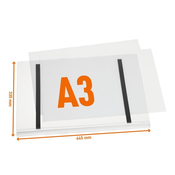 Vattentät informationsficka A3 magnetisk - 5 st./förpackning