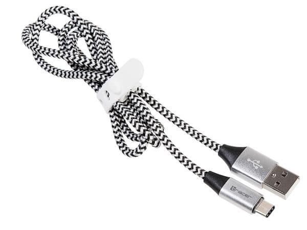Tracer - USB-kabel - USB (han) till USB-C (han) - USB 2.0 - 2.1 A - 1 m - sort, sølv