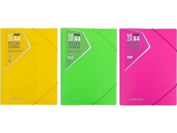 Mapp med elastiskt band PP neon mix ASTRAPAP