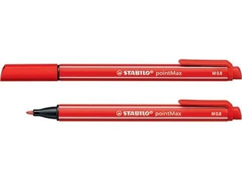 STABILO pointMax, Röd, Medium, Röd, Rund, Vattenbaserat bläck, Nylonfilt