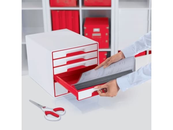 Leitz WOW CUBE - Lådskåp - 5 lådor - för A4 Plus - röd