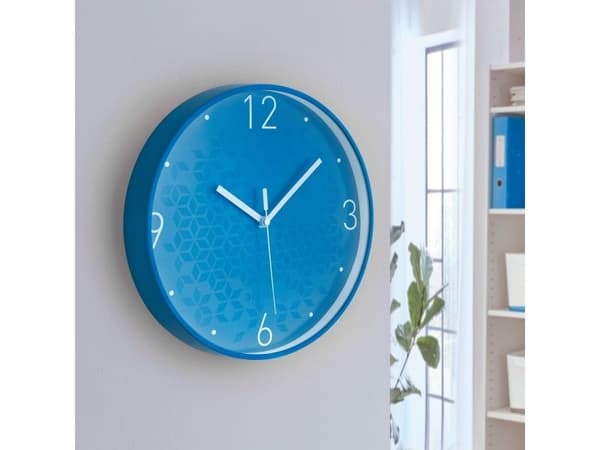 Leitz WOW - Klocka - kvarts - väggmonterbar - 29 cm - blue with geometric pattern