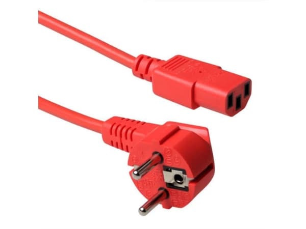 ACT AK5403 strömkabel röd 5 m CEE7/7 till C13-Adapter