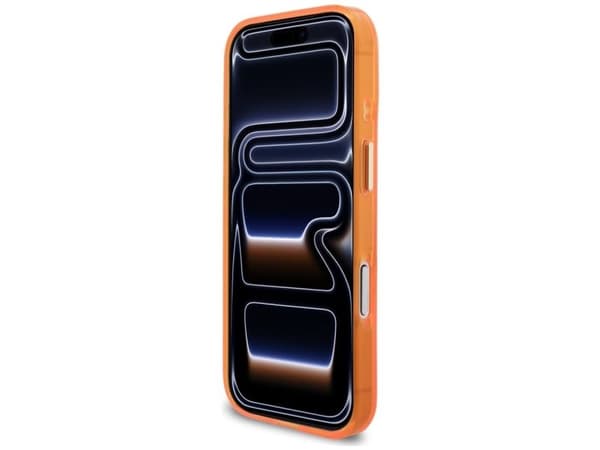 Guess IML Script metall MagSafe-deksel til iPhone 17 Pro - oransje