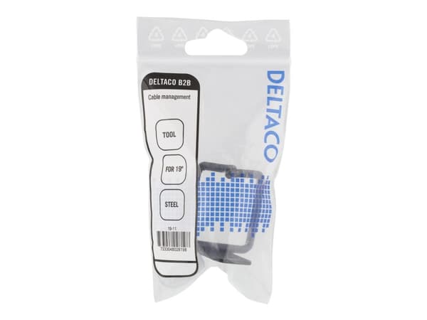DELTACO 19-11 - Rackpanel för kabelhantering - svart - 2U - 19"