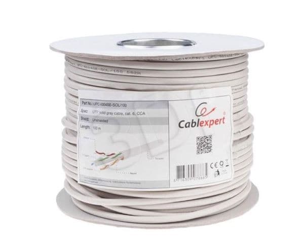 Gembird - Irtokaapeli - 100 m - UTP - CAT 6 - kiinteä - harmaa - harmaa
