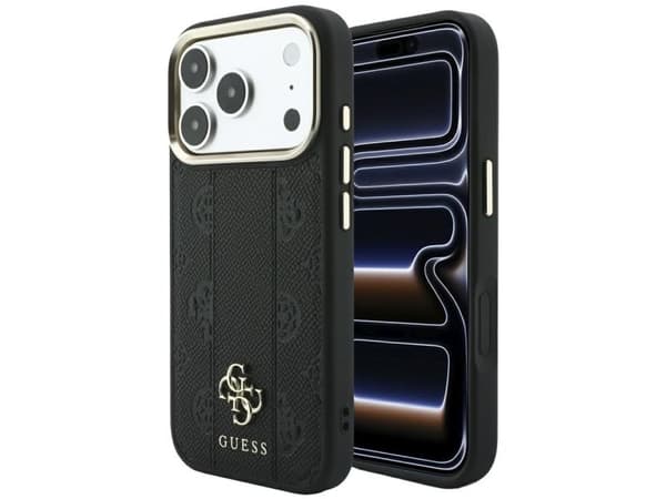 Etui Guess Stripe Peony 4G Logo MagSafe do iPhone 18 Pro Max / 17 Pro Max czarny