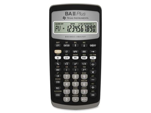 Finansregner Texas BA-II Plus, sort, 10 cifre