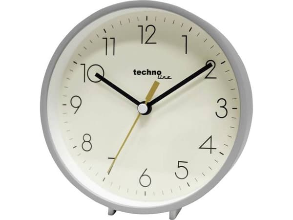 Technoline Model H, Mekanisk väckarklocka, Rund, Grå, Analog, 150 mm, 156 mm