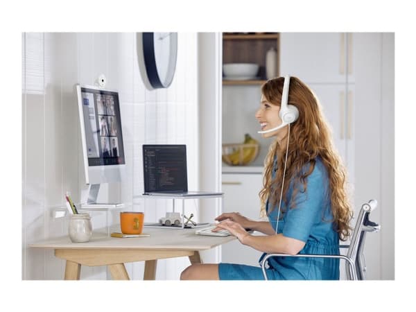 Logitech H390 - Headset - på øret - kabling - USB - Off-White