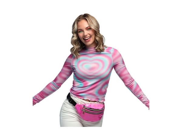 Pink holografisk bæltetaske