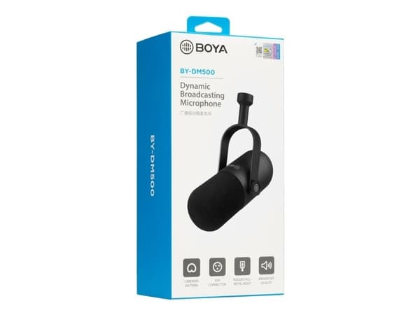 BOYA BY-DM500 Cardioid XLR Dynamic Microphone for Podcasts - Black