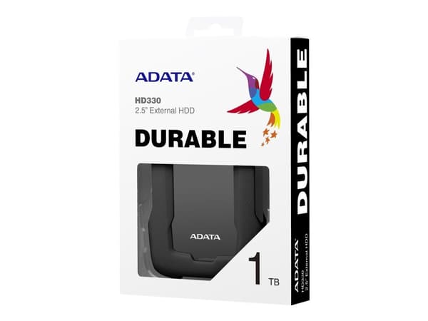 ADATA HD330 - Hårddisk - 1 TB - extern (portabel) - USB 3.1 - 256 bitars AES - svart