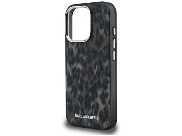 Karl Lagerfeld IML Leopard Pattern MagSafe Case for iPhone 16 Pro Max - Black
