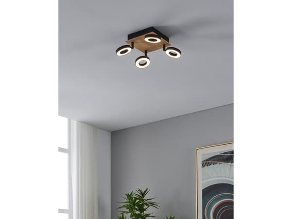 EGLO RIELVES CEILING 4L 170X170 TRE/SORT/HVIT FSC