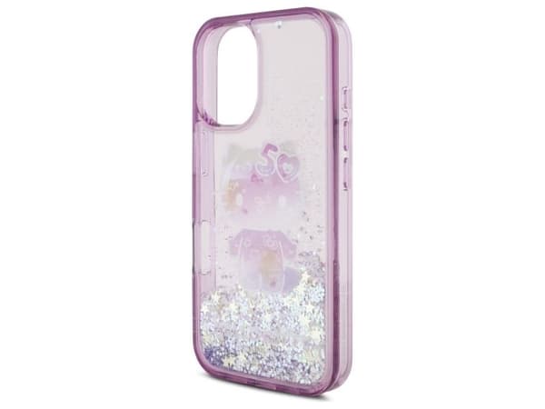 Hello Kitty Liquid Glitter 50th Anniversary Party-etui til iPhone 16 - lilla