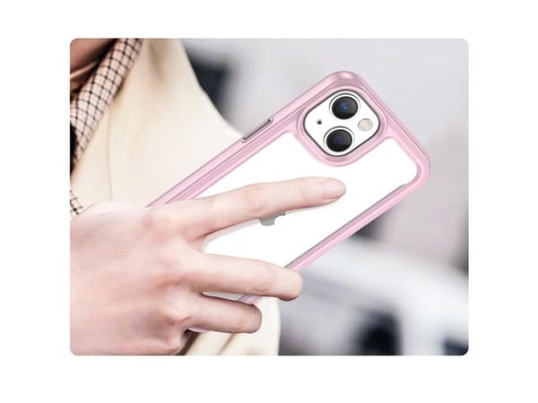 Outer Space-deksel iPhone 14 Plus hardt etui med gelramme - rosa
