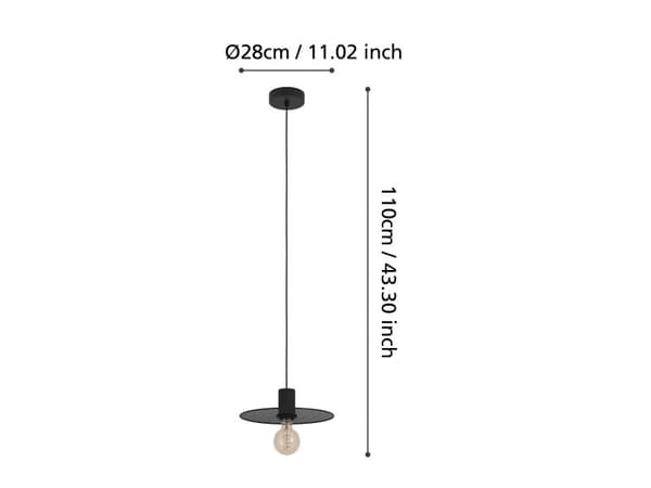 EGLO IKESTON pendel E27 svart/galler