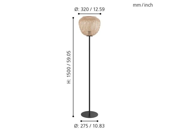 EGLO DEMBLEBY golvlampa E27 H1500 bambu