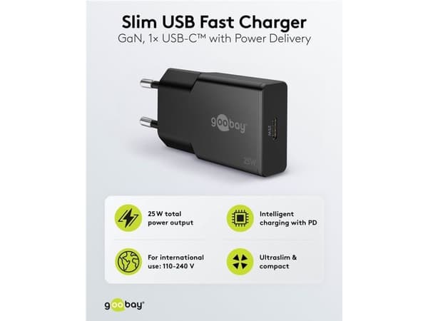 Goobay Slim, Innendørs, AC, 11 V, Sort