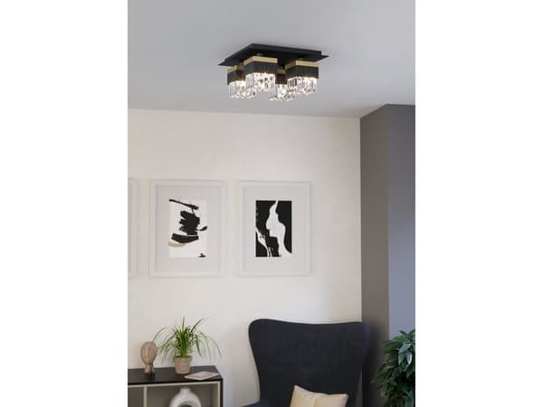 EGLO BARRANCAS LOFT 4L/E14 sort/gull/krystall