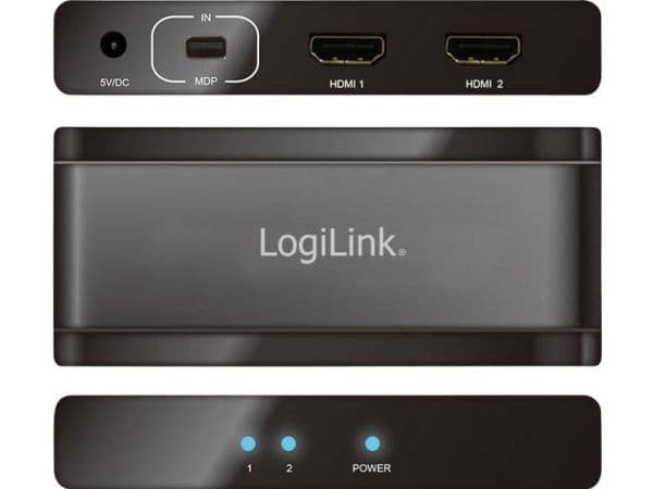 LogiLink CV0094, Mini DisplayPort, 2x HDMI, Sort, RoHS, CE, 5 V