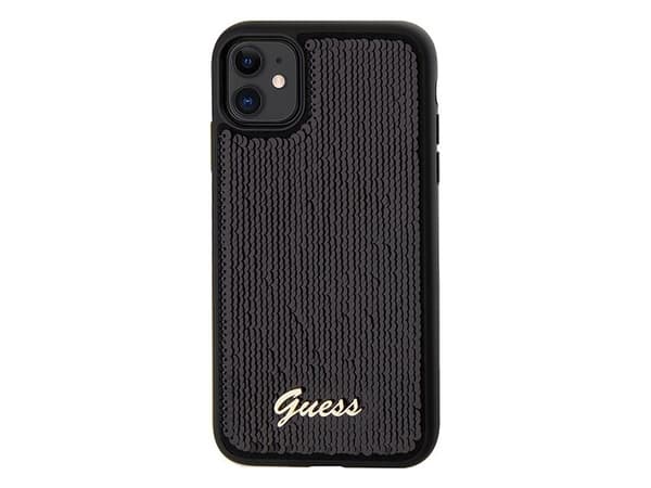 Guess Sequin Script metallskal för iPhone 11 / Xr - svart
