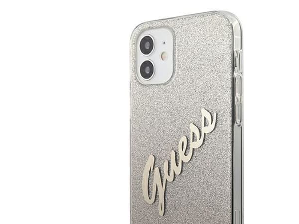 Guess GUHCP12SPCUGLSGO iPhone 12 mini 5,4" hårdskal Glitter Gradient Script - guld/guld