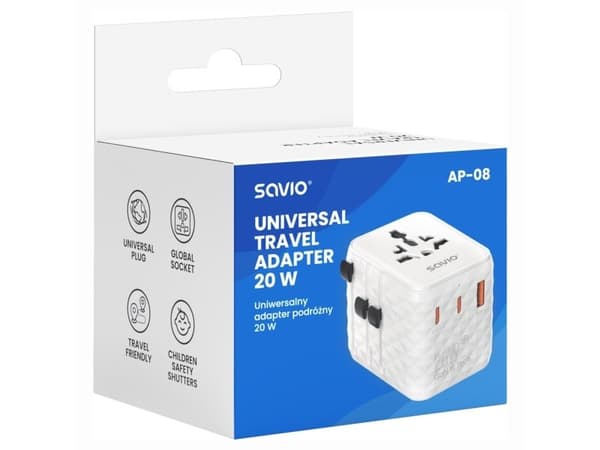 Savio AP-08, universal, 20 W, hvit, CE WEE, 70 mm, 60 mm