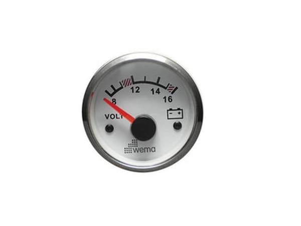 Wema voltmeter 12 volt hvit RF