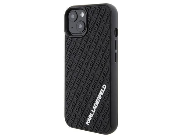 Karl Lagerfeld 3D Rubber Multi Logo Case for iPhone 15 - black