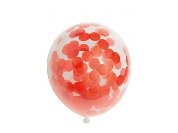 Balloner, rød konfetti
