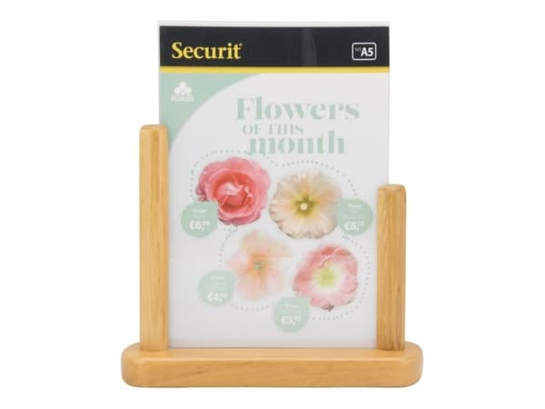 Securit® A5 displayram i massiv teakfärgat trä