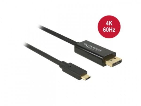 Delock - Ekstern videoadapter - USB-C - DisplayPort - sortering - detaljeralg