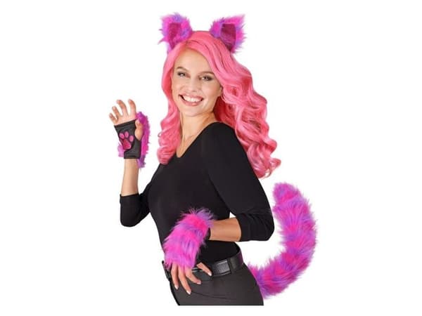 Neonrosa och lila kattsats