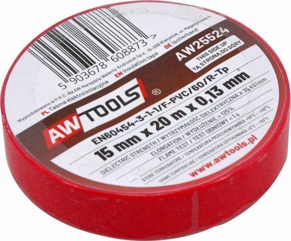 AWTools AWTOOLS isolasjonstape 19mm x 20m rød