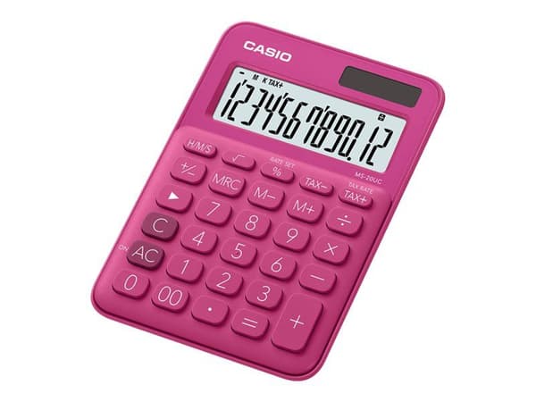 Casio MS-20UC - Skrivebordskalkulator - 12 sifre - solpanel, batteri - rød