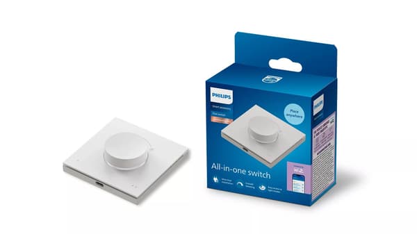Philips Smart Dial Switch, bekväma kontroller, dimning, uppladdningsbart batteri, Styrenhet för belysning, Vit, Plast, Philips, IP20, III