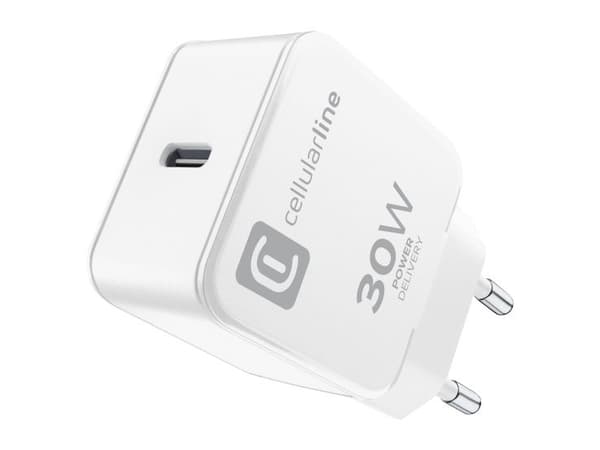 Cellularline The One - Strömadapter - 30 Watt - PD, Fast Charge (24 pin USB-C) - vit