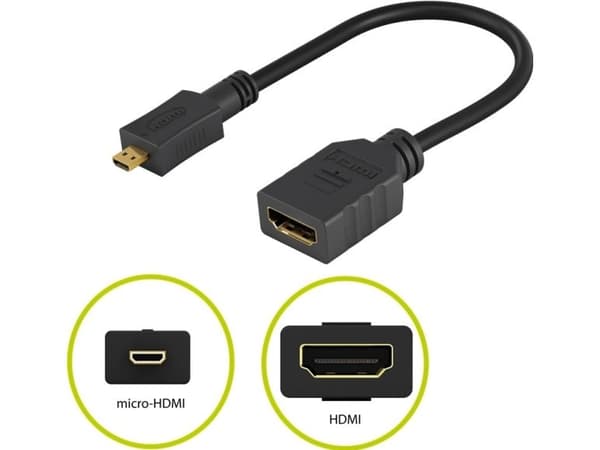 Goobay 58683, micro-HDMI, HDMI, Hankjønn, Sort, Hankjønn, Hankjønn