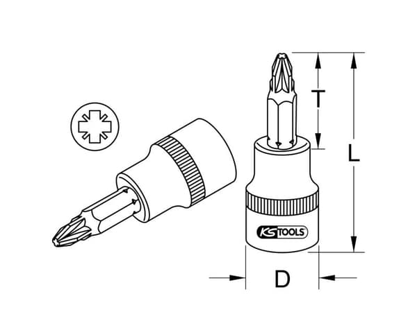 KS TOOLS 1/4" CHROMEplus bitssokkel, PZ2 (918.1478)