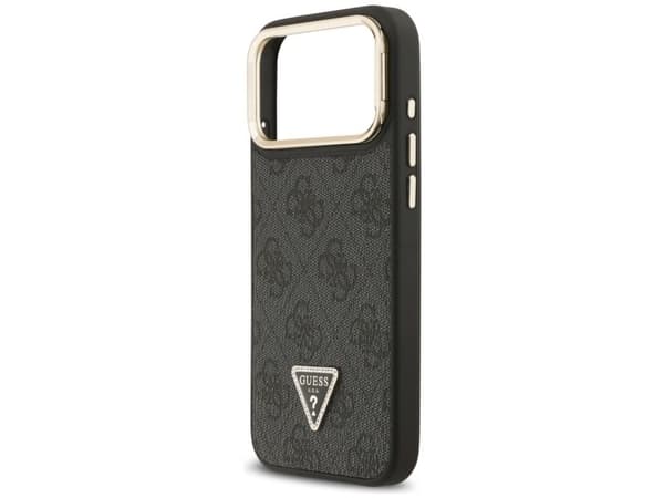 Guess 4G PU Triangle Logo &amp; Stand Camera Magsafe Case for iPhone 17 Pro Max - Black
