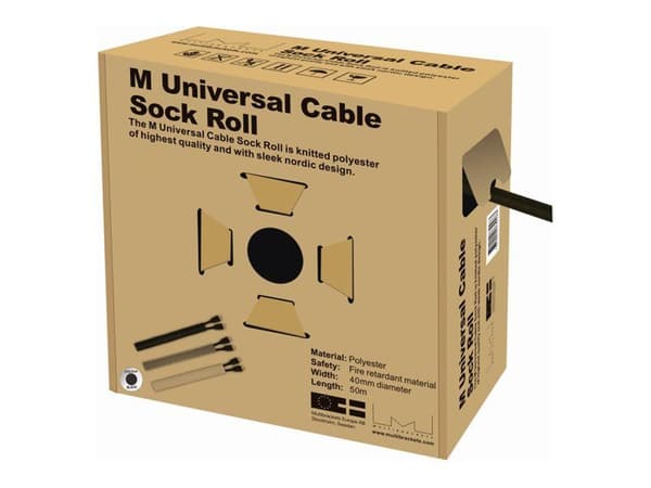Multibrackets M Universal Cable Sock Roll 40 mm x 50 m - Kabelordner - svart