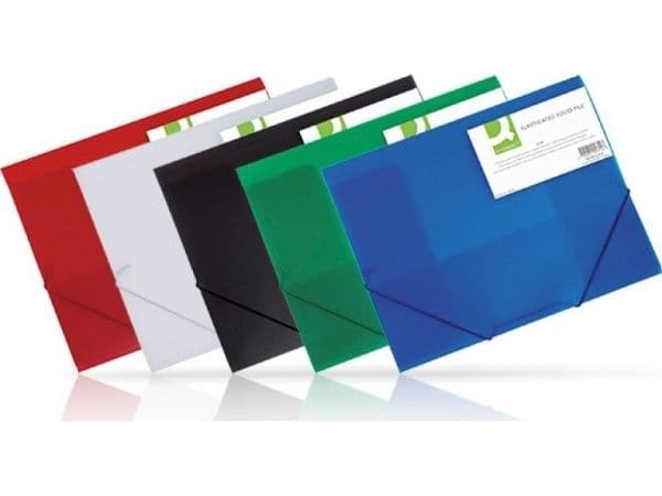 Q-Connect Folder med elastisk bånd PP, A4, 400 mikron, 3 ganger, transparent hvit