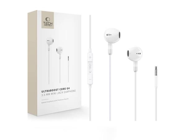 Sluchawki Tech-Protect TECH-PROTECT ULTRABOOST MINI JACK EARPHONE CORE G4 WHITE