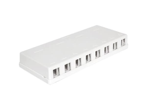 Delock Keystone Surface Mounted Box - Chassi med modulär insättning - vit - 8 portar