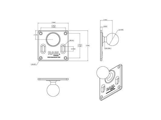 RAM Mount VESA-bas 75 mm, C-size - RAM-2461U
