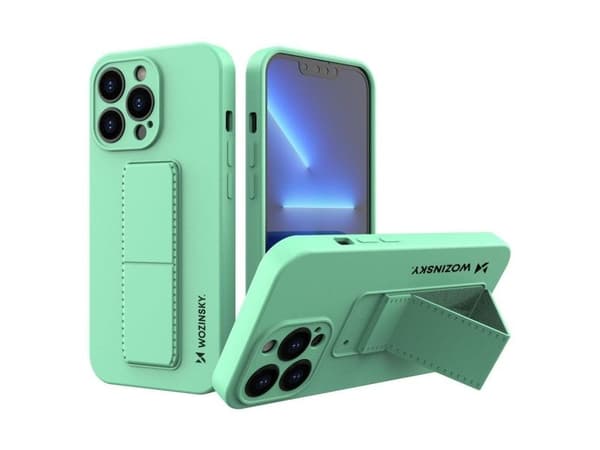Wozinsky kickstand-skal iPhone 13 mini silikonskal med stativ mint