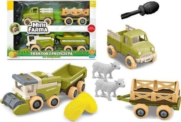 Mini gårdstraktor med vendbar tilhenger